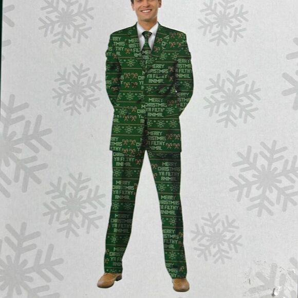NIP Mens Greensource CHRISTMAS PARTY 3 Piece Suit Set Green Merry Christmas Ya F - Picture 2 of 8
